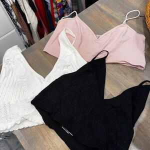 3 Free People M/L Intimately Bralettes in Black, White, and Pink